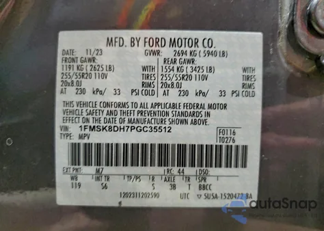 2023 Ford Explorer Xlt z USA, uszkodzony, nr VIN 1FMSK8DH7PGC35512